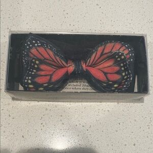 Black Silk, hand painted “Monarch” butterfly bow tie.